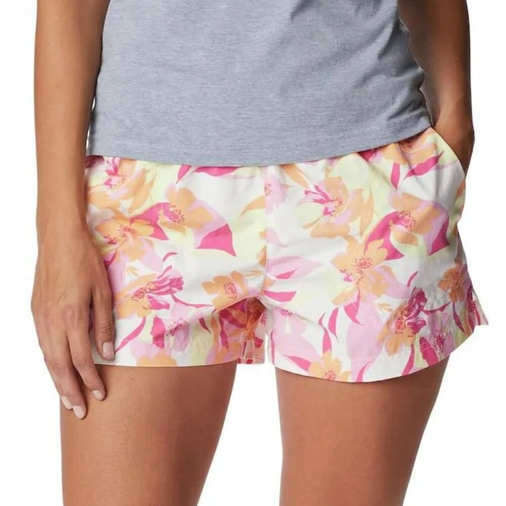 Columbia Sandy River II Printed Shorts Womens SZ Small 5" Inseam Flower Bright